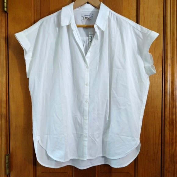 NWT Madewell Medium Cotton/Modal short Cap Sleeve A Line Top - Picture 2 of 5